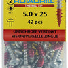 Rotadrill 1039833 - universeelschroef ck pzd vz 5.0x25mm (42) | 6 stuks