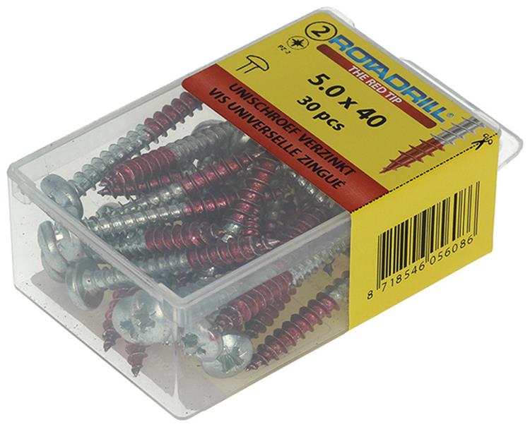Rotadrill 1039835 - universeelschroef ck pzd vz 5.0x40mm (30) | 6 stuks