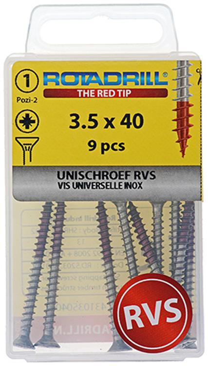 Rotadrill 1039856 - universeelschroef vk pzd rvs-a2 3.5x40mm (9) | 6 stuks