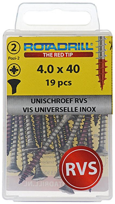 Rotadrill 1039874 - universeelschroef lk pzd rvs-a2 4.0x40mm (19) | 6 stuks