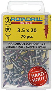 Rotadrill 1039896 - hardhoutschroef zelfb.sppls.rvs t15 3.5x20mm (70) | 6 stuks - afbeelding 2