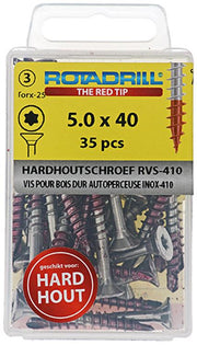 Rotadrill 1039903 - hardhoutschroef zelfb.sppls.rvs t25 5.0x40mm (35) | 6 stuks - afbeelding 2