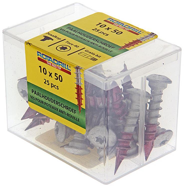 Rotadrill 1040021 - paalhouderschroef ar-coating tx 10.0x50mm (25) | 4 stuks