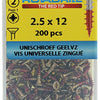 Rotadrill 1039789 - universeelschroef vk pzd glvz 2,5x12mm(200) | 6 stuks