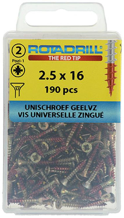 Rotadrill 1039790 - universeelschroef vk pzd glvz 2.5x16mm(190) | 6 stuks
