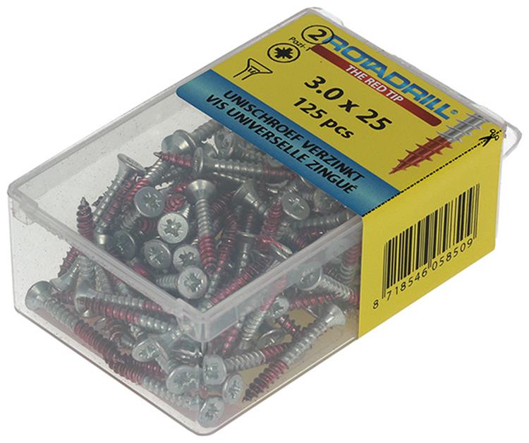 Rotadrill 1039792 - universeelschroef vk pzd vz 3.0x25mm (125) | 6 stuks