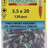 Rotadrill 1039794 - universeelschroef vk pzd vz 3.5x20mm (120) | 6 stuks