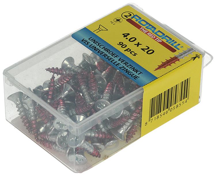 Rotadrill 1039798 - universeelschroef vk pzd vz 4.0x20mm (90) | 6 stuks
