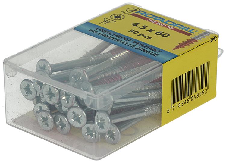 Rotadrill 1039805 - universeelschroef vk pzd vz 4.5x60mm (30) | 6 stuks