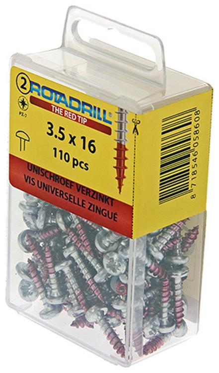 Rotadrill 1039826 - universeelschroef ck pzd vz 3.5x16mm (110) | 6 stuks