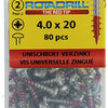 Rotadrill 1039829 - universeelschroef ck pzd vz 4.0x20mm (80) | 6 stuks