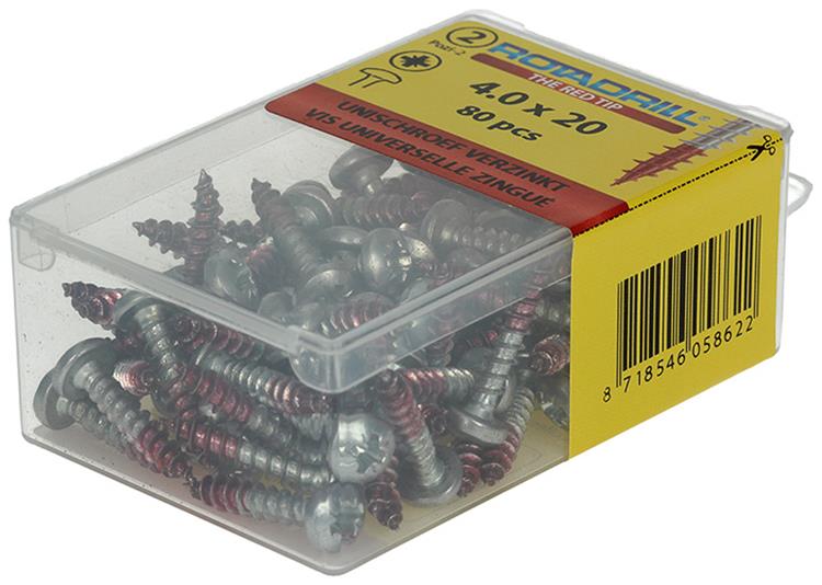 Rotadrill 1039829 - universeelschroef ck pzd vz 4.0x20mm (80) | 6 stuks