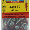 Rotadrill 1039830 - universeelschroef ck pzd vz 4.0x30mm (60) | 6 stuks