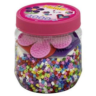Hama strijkkralen ton met 4000 stuks + 3 platen roze | 2 stuks