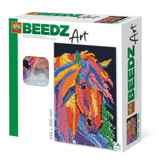 Ses beedz art - paard fantasie - 7000 strijkkralen - kunstwerk van strijkkralen - complete set inclusief grondplaten en strijkvel