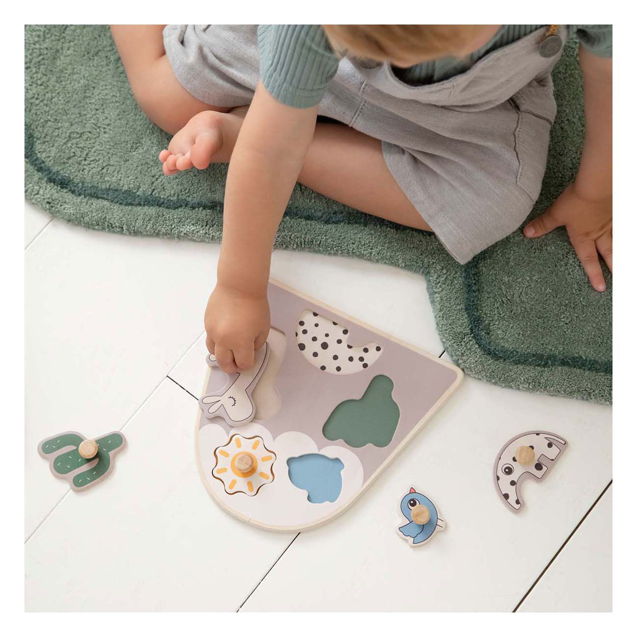 Done by deer houten noppenpuzzel lalee beige, 5st.