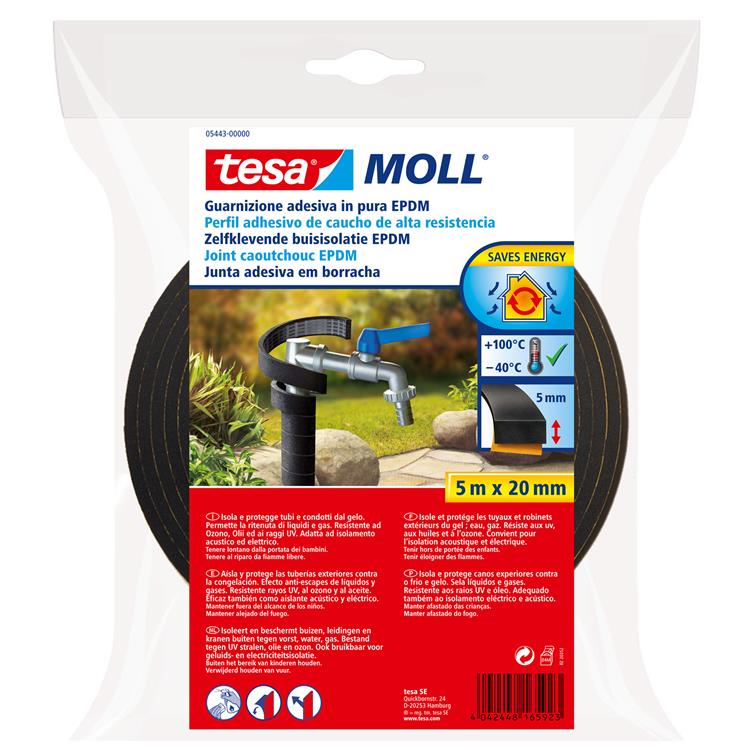 Tesa - moll - 05443 - buisisolatie - 20mmx5m - zwart