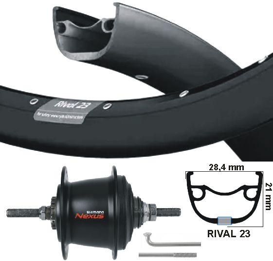 Kgs achterwiel 28 inch 622 zwart rvs nexus 7 rollerbrake