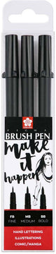 Sakura pigma penseel pen set, 3 x fb mb bb
