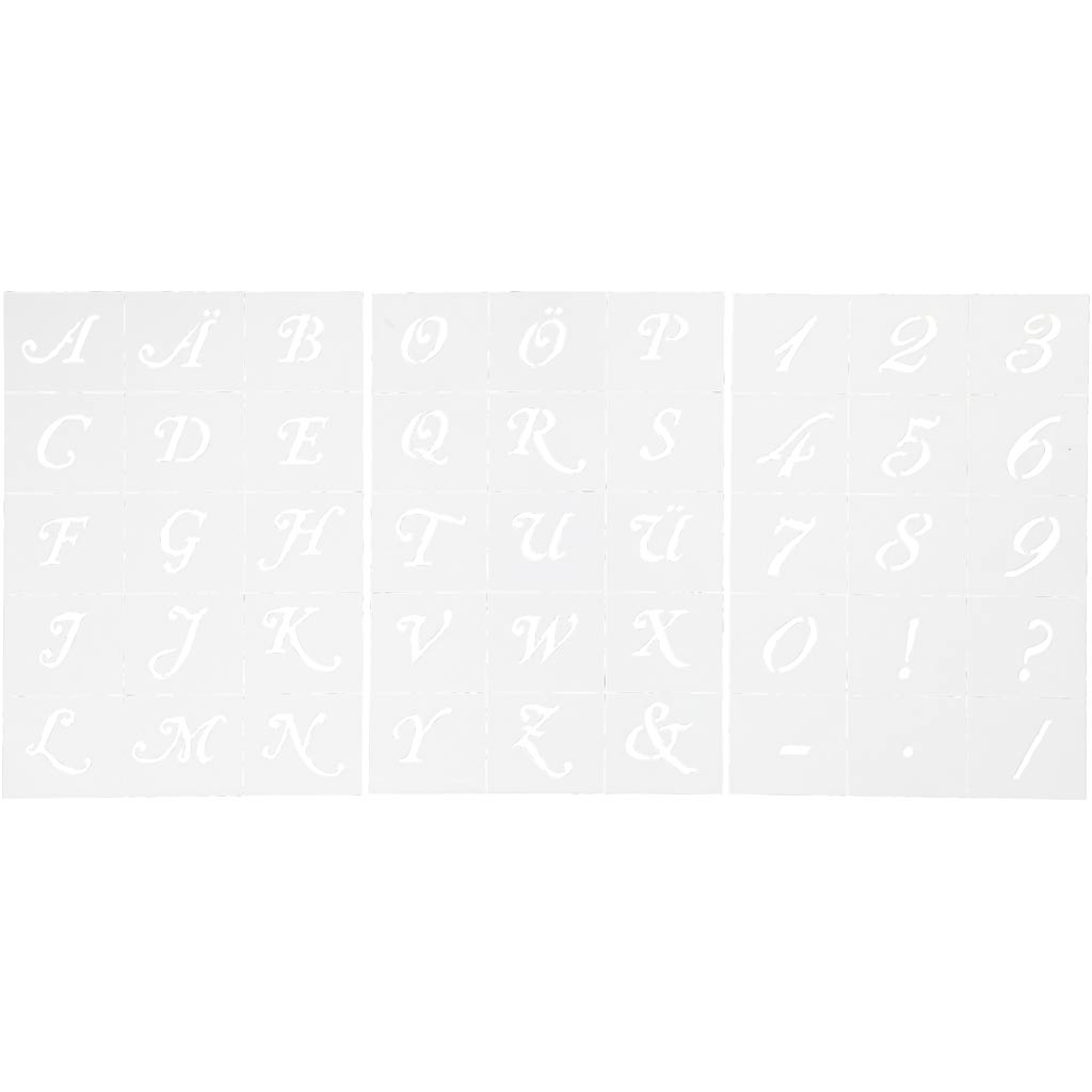 Creativ company letters en cijfers sjabloon, h: 20-30 mm, a5, vel 148x210 mm, 3 vel 1 doos