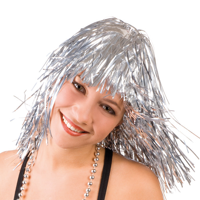 Boland pruik metallic zilver volwassen