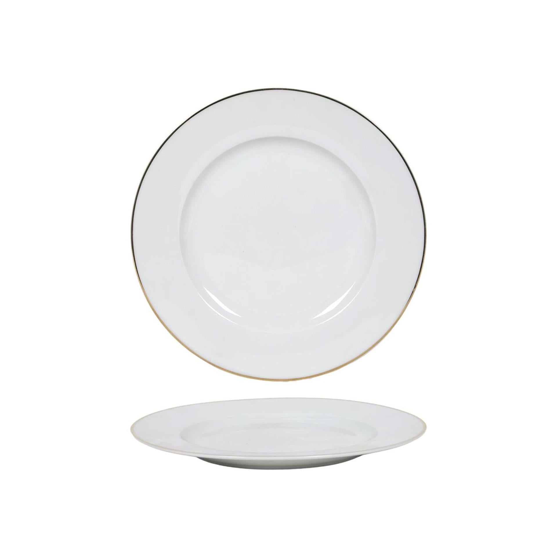 Bord wit goud rand ø20,5cm doos a 6