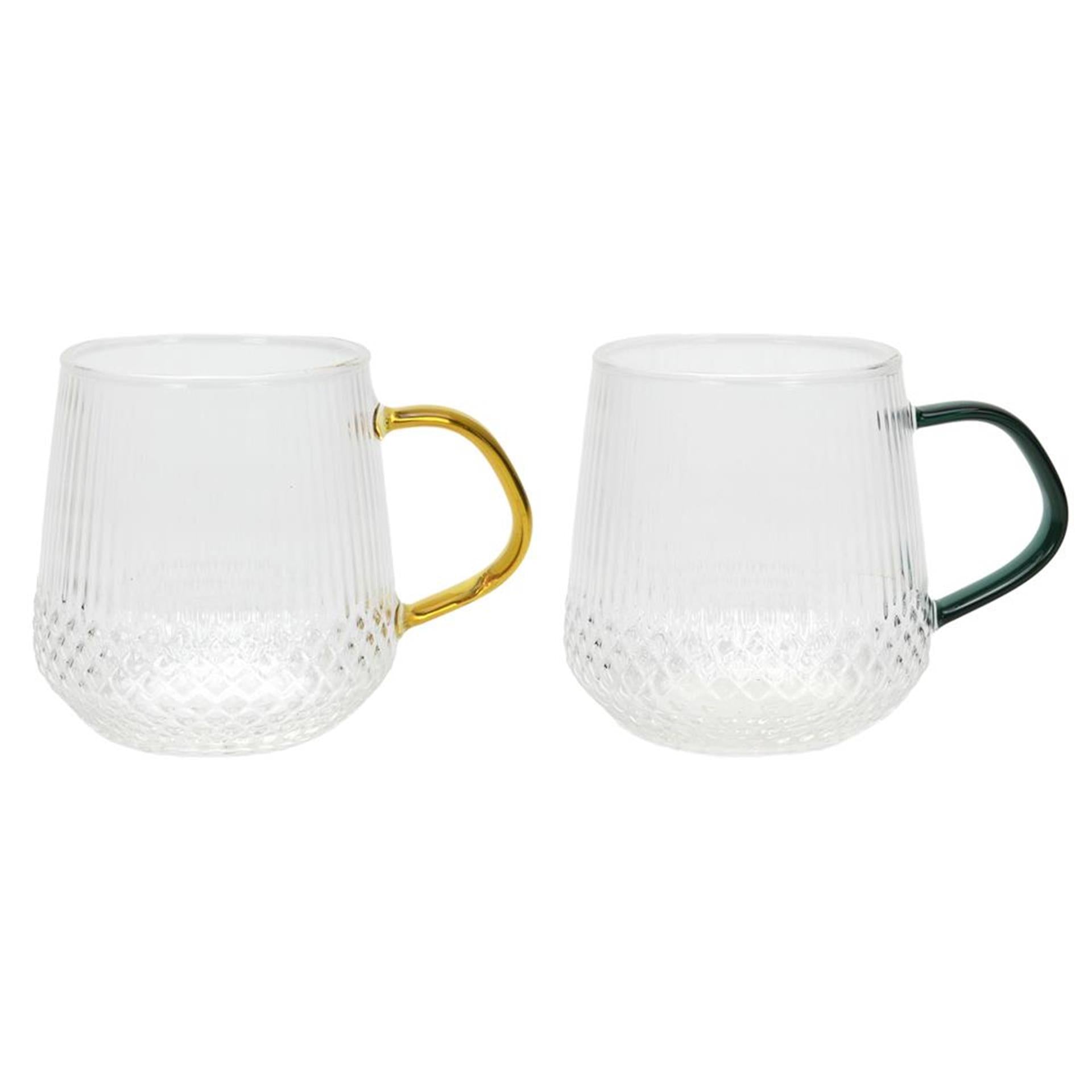 Svenska living drinkglas met gekleurd oor amber petrol zwart ã˜7,5x9,5cm 400ml