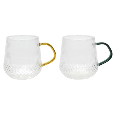 Svenska living drinkglas met gekleurd oor amber petrol zwart ã˜7,5x9,5cm 400ml