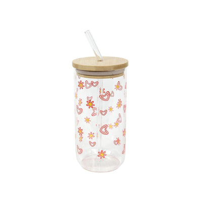 Drinkglas met rietje en deksel 500ml