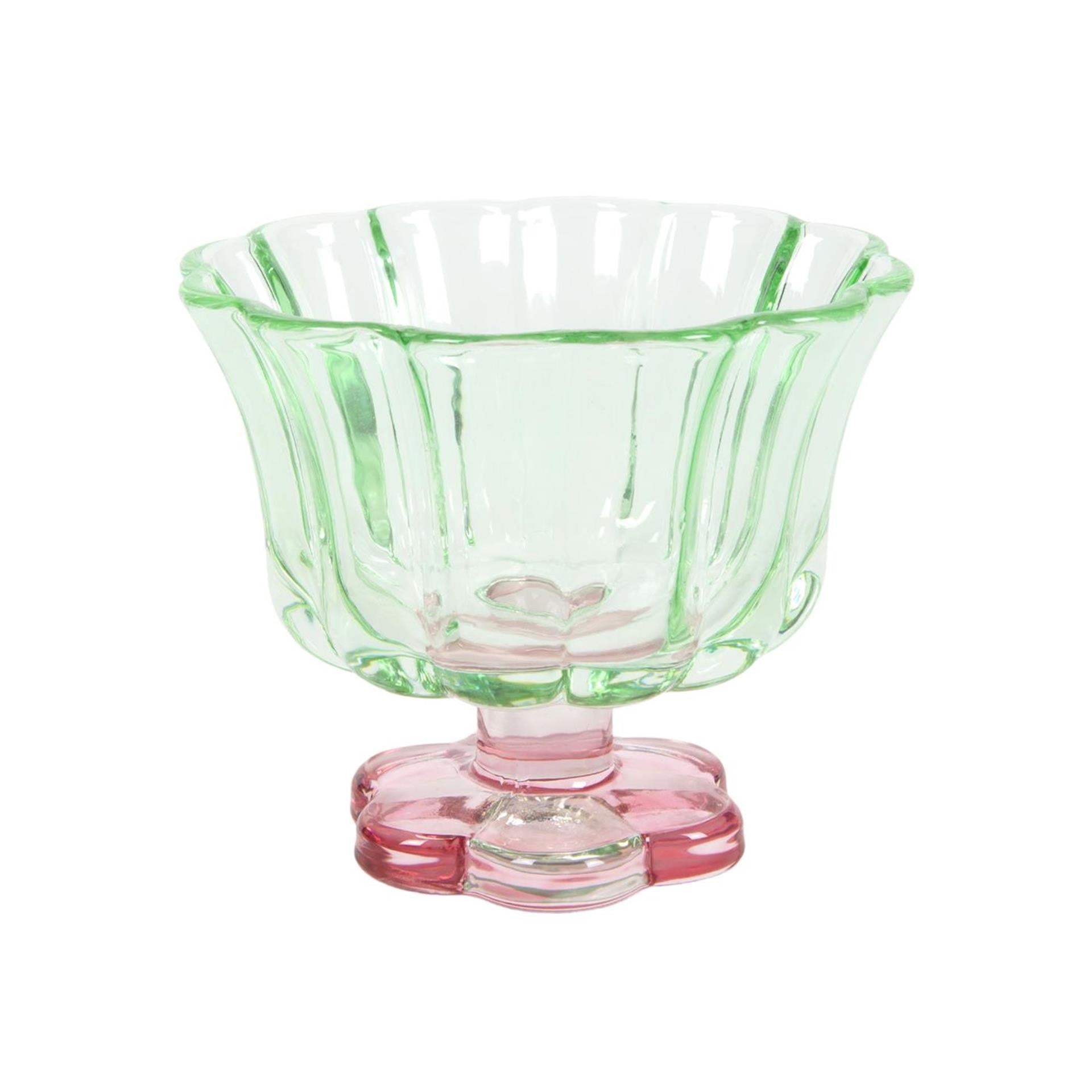 Drinkglas bloemvorm roze groen doos a 6 stuks ø10,8x9,3cm