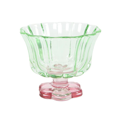 Drinkglas bloemvorm roze groen doos a 6 stuks ã˜10,8x9,3cm