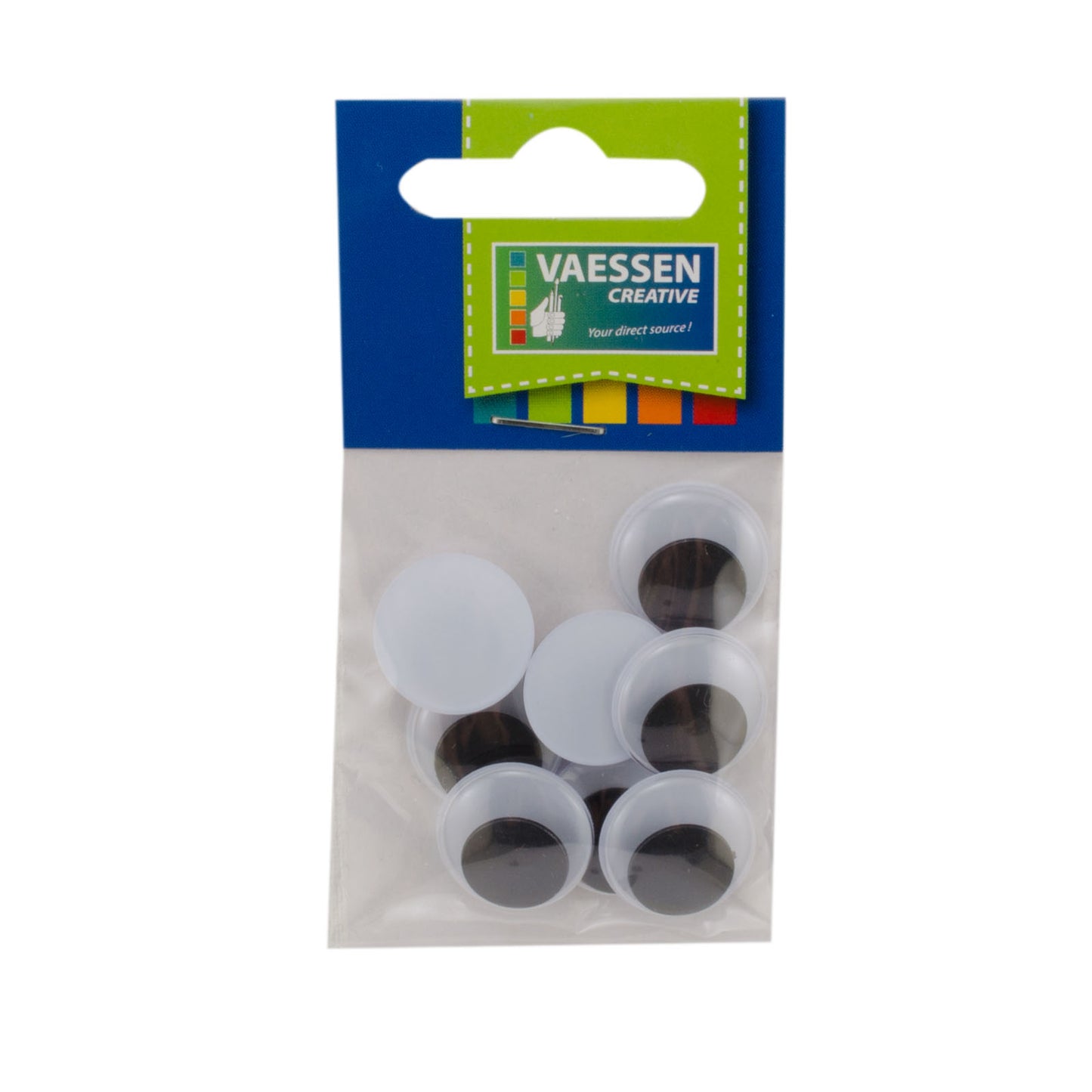 Vaessen creative • wiebeloogjes wit-zwart 18mm 8pcs