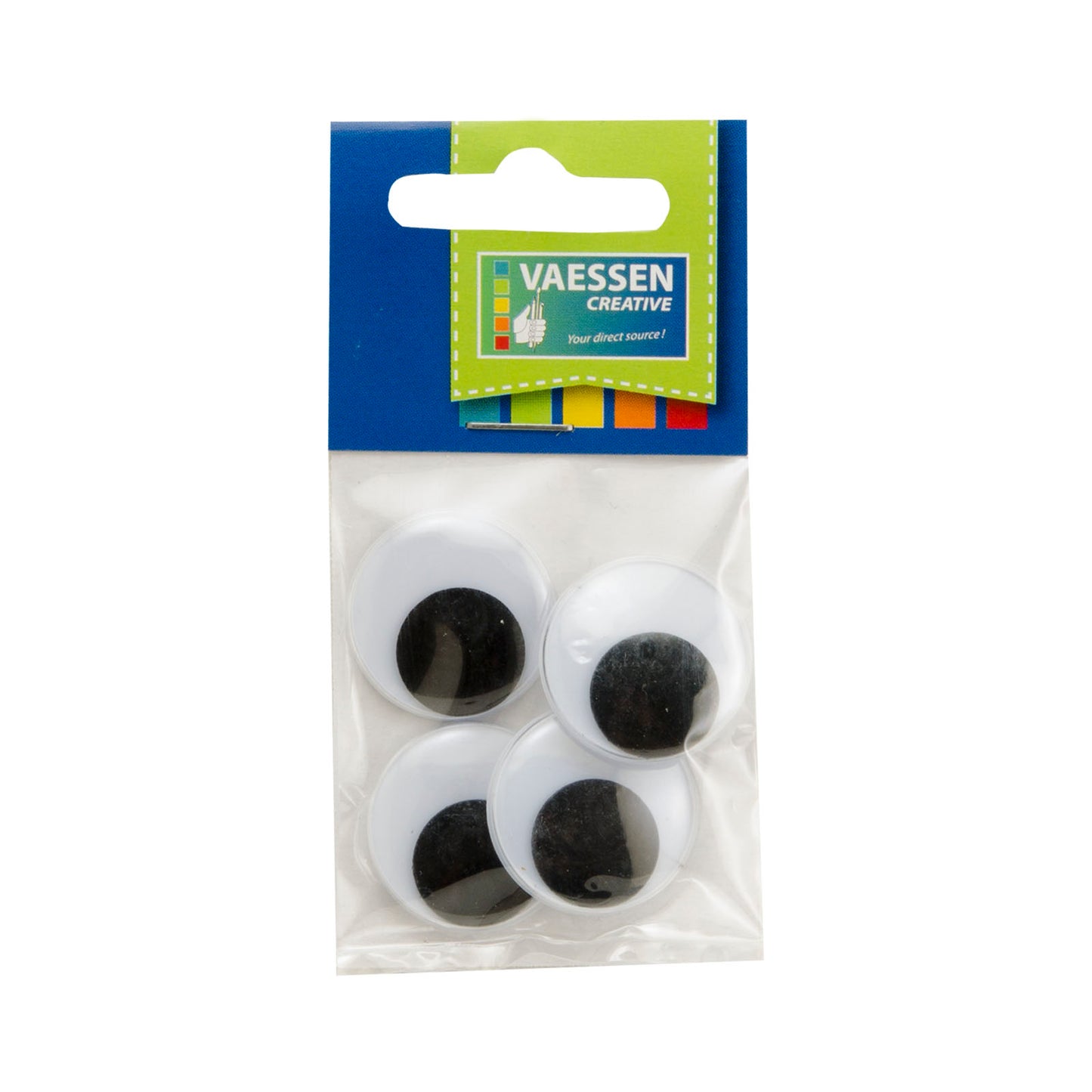 Vaessen creative • wiebeloogjes wit-zwart 25mm 4pcs