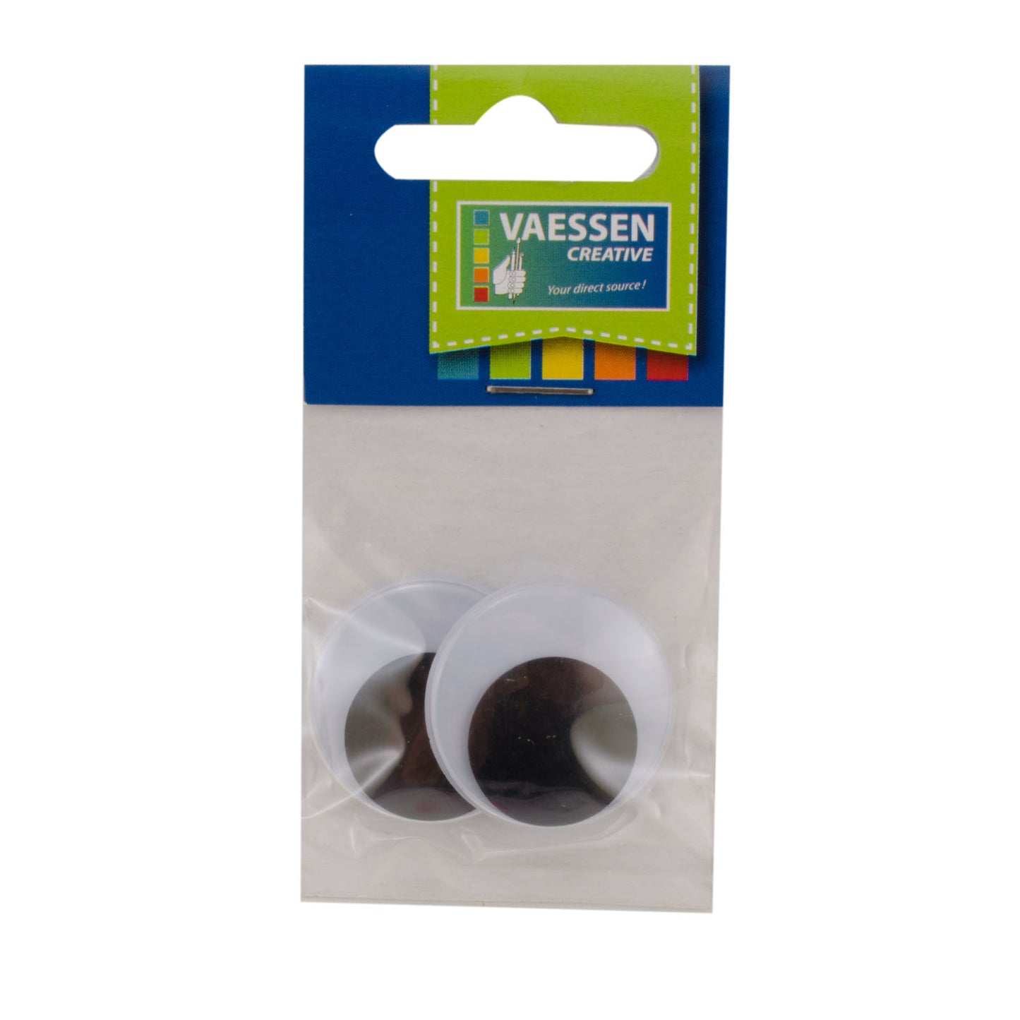 Vaessen creative • wiebeloogjes wit-zwart 30mm 2pcs