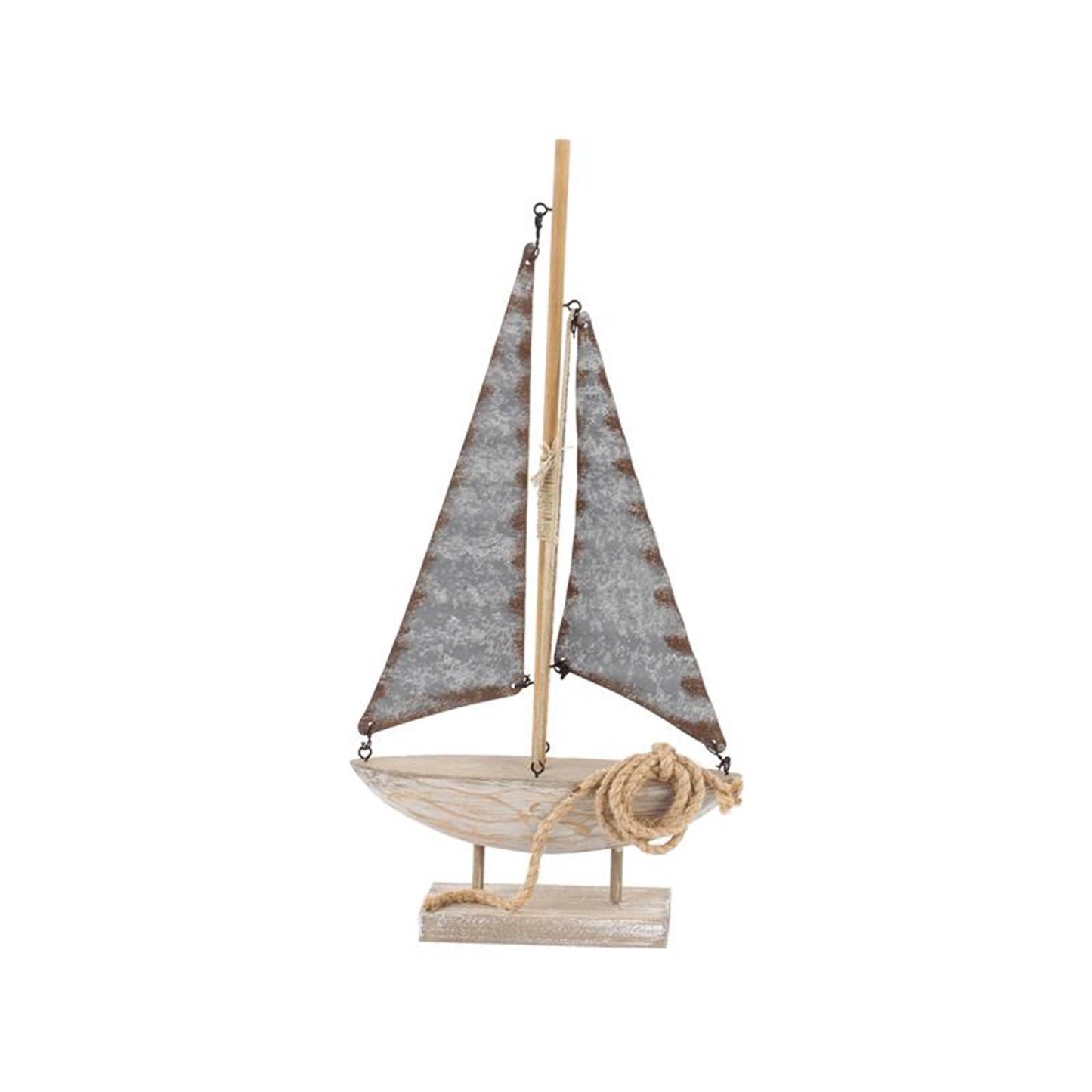 Cosydecor zeilboot hout zink 19x5x38cm
