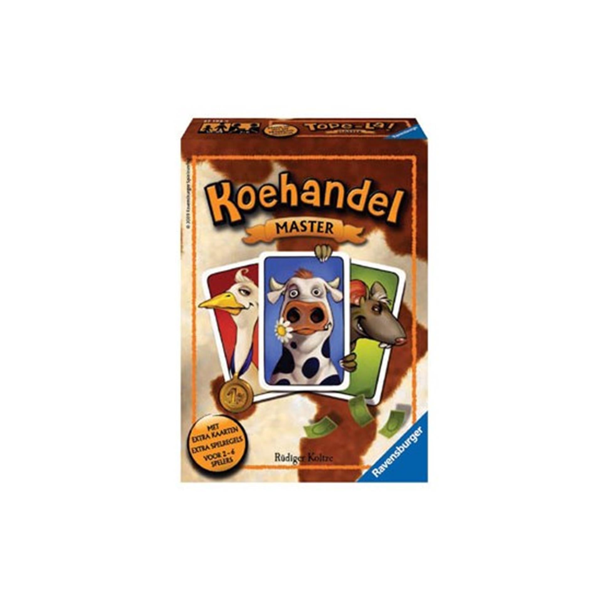 Ravensburger koehandel master hã©t kaartspel voor 2 tot en met 6 scrupuleuze koehandelaren vanaf 10 jaar.