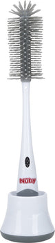 Nûby nuby - silicone flessenborstel met houder - grijs