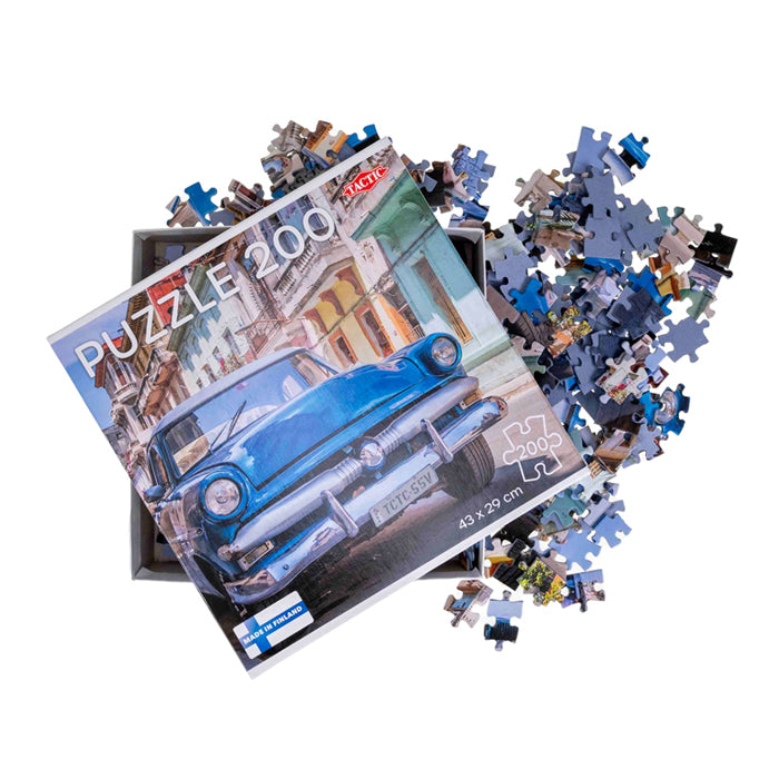 Tactic vintage car in havana – puzzel – 200 stukjes – klassieke auto en stadsbeeld – strak en rustgevend ontwerp – hoogwaardige scandinavische kwaliteit
