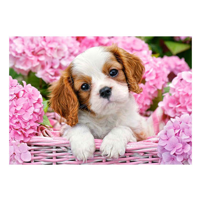 Castorland pup in pink flowers – puzzel – 500 stukjes – satijnen afwerking – perfecte pasvorm – europese kwaliteit