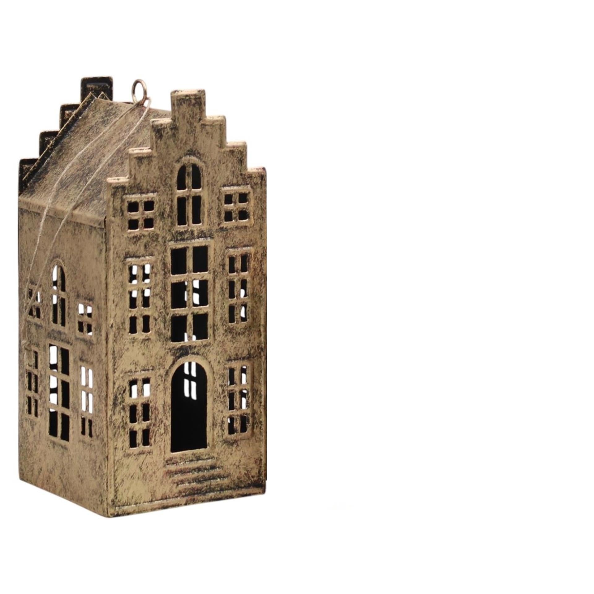Mansion atmosphere decohanger huis antiek goud 8x8x18,5cm