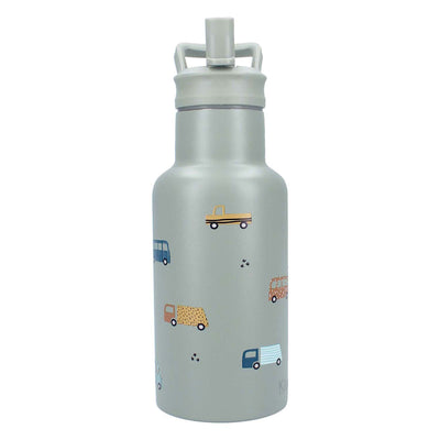 Kidzroom sweet cuddles - schoolbeker en drinkfles - 350ml - stainless steel - auto's - groen