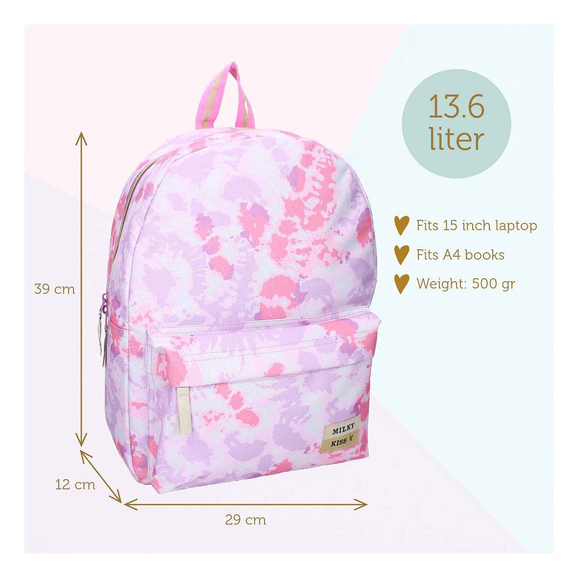 Milky kiss rugzak love and laughter - paars