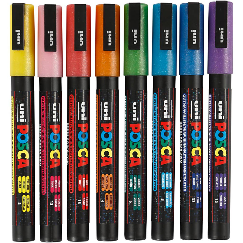 Https: www.cchobby.nl posca-marker-afm-pc-3ml-lijndikte-0-9-1-3-mm-glitterkleuren-8-stuk-1-doos