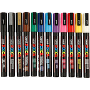 Https: www.cchobby.nl posca-marker-afm-pc-3m-lijndikte-0-9-1-3-mm-fijn-diverse-kleuren-12-stuk-1-doos - afbeelding 1