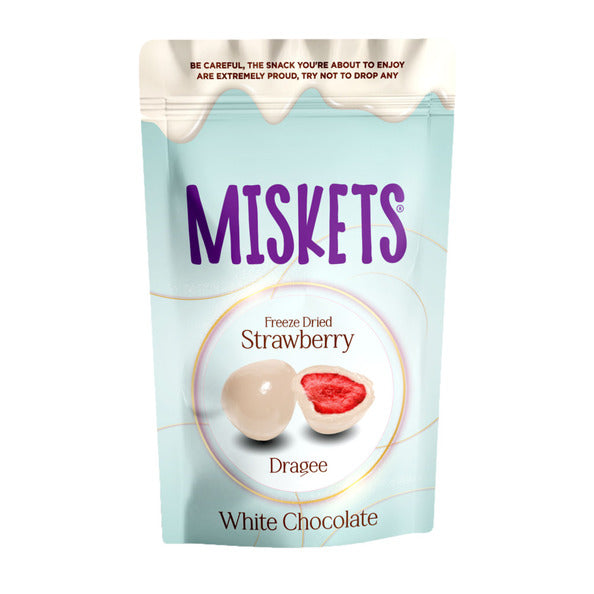 Miskets white chocolate coated strawberry zakje (12x 80 gr)