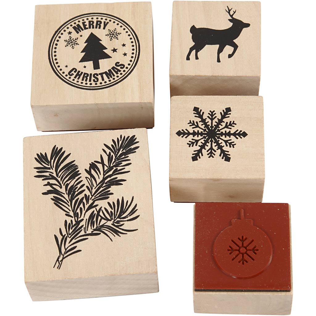 Creativ company houten stempelset kerstmis, 5dlg.