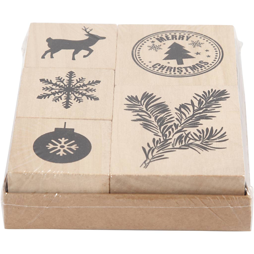 Creativ company houten stempelset kerstmis, 5dlg.