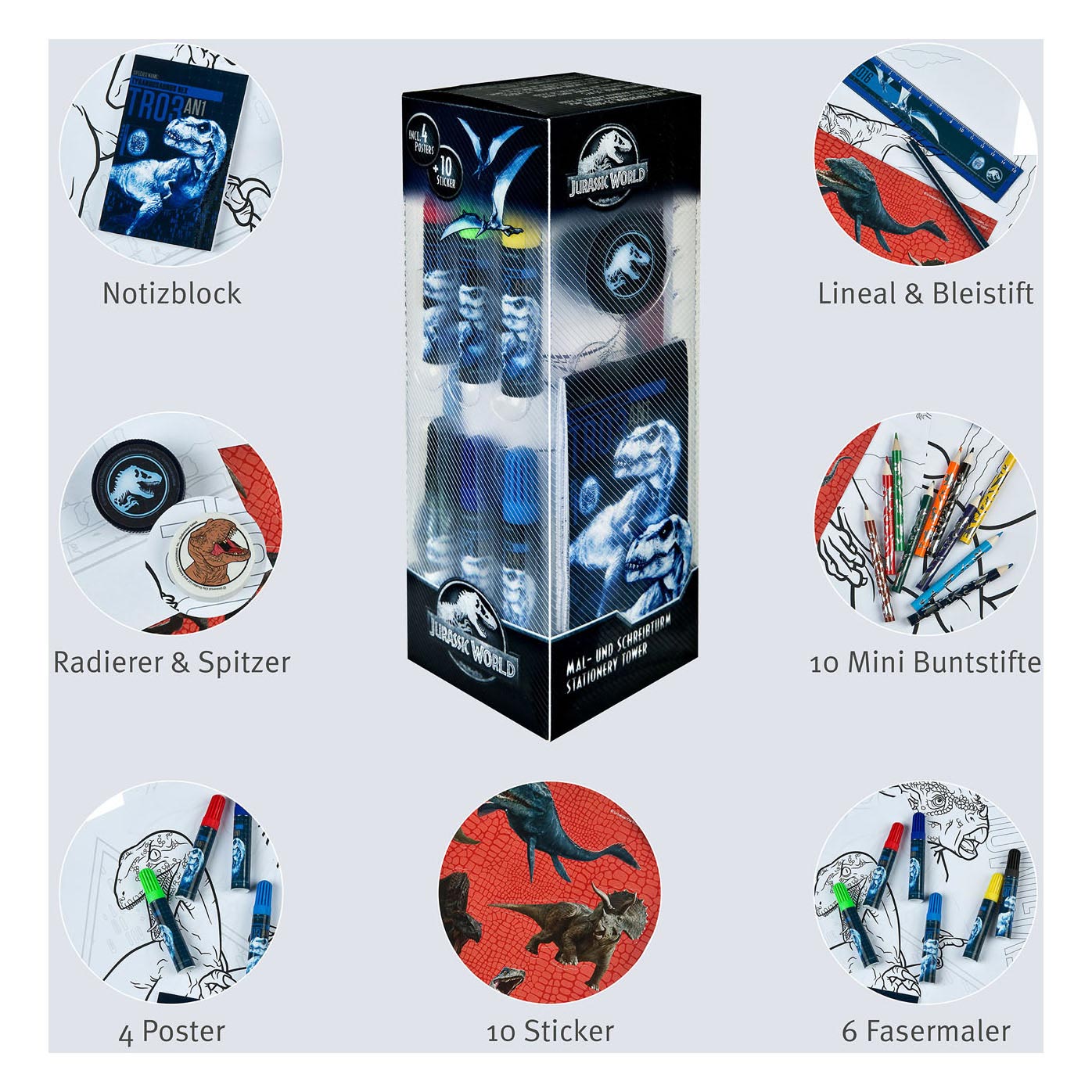 Undercover jurassic world schrijfwaren torenset, 35dlg.