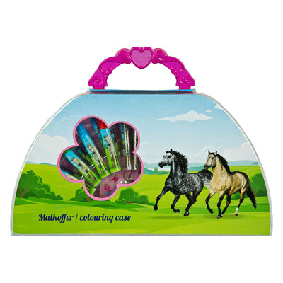 Merkloos kleurkoffer paarden, 51dlg.