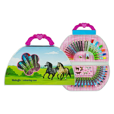 Merkloos kleurkoffer paarden, 51dlg.